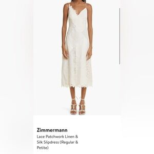 Zimmerman Cream Patchwork Lace & Silk Slipdress, Size AU 2/US 6